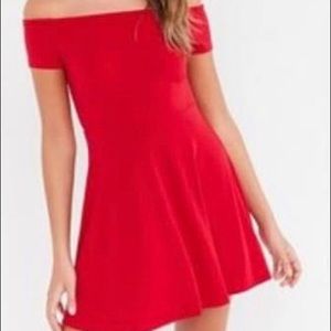 Off the shoulder red dress